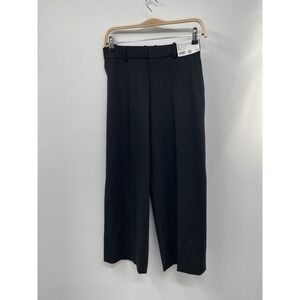 Uniqlo Smart Dress Pants Womens XS Black Stretch Flat Front Wide Leg Classic NWT
